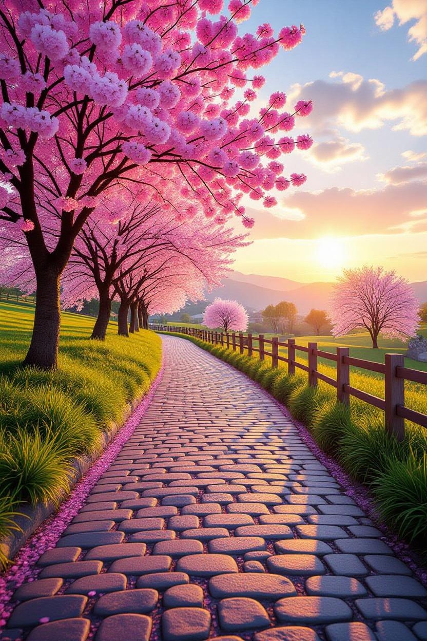 A clear path through a peaceful landscape